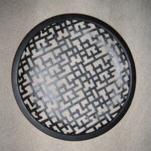 20” Rd Pier 1Gray/Black Rubbed Open Metal Geometric Footed Bowl